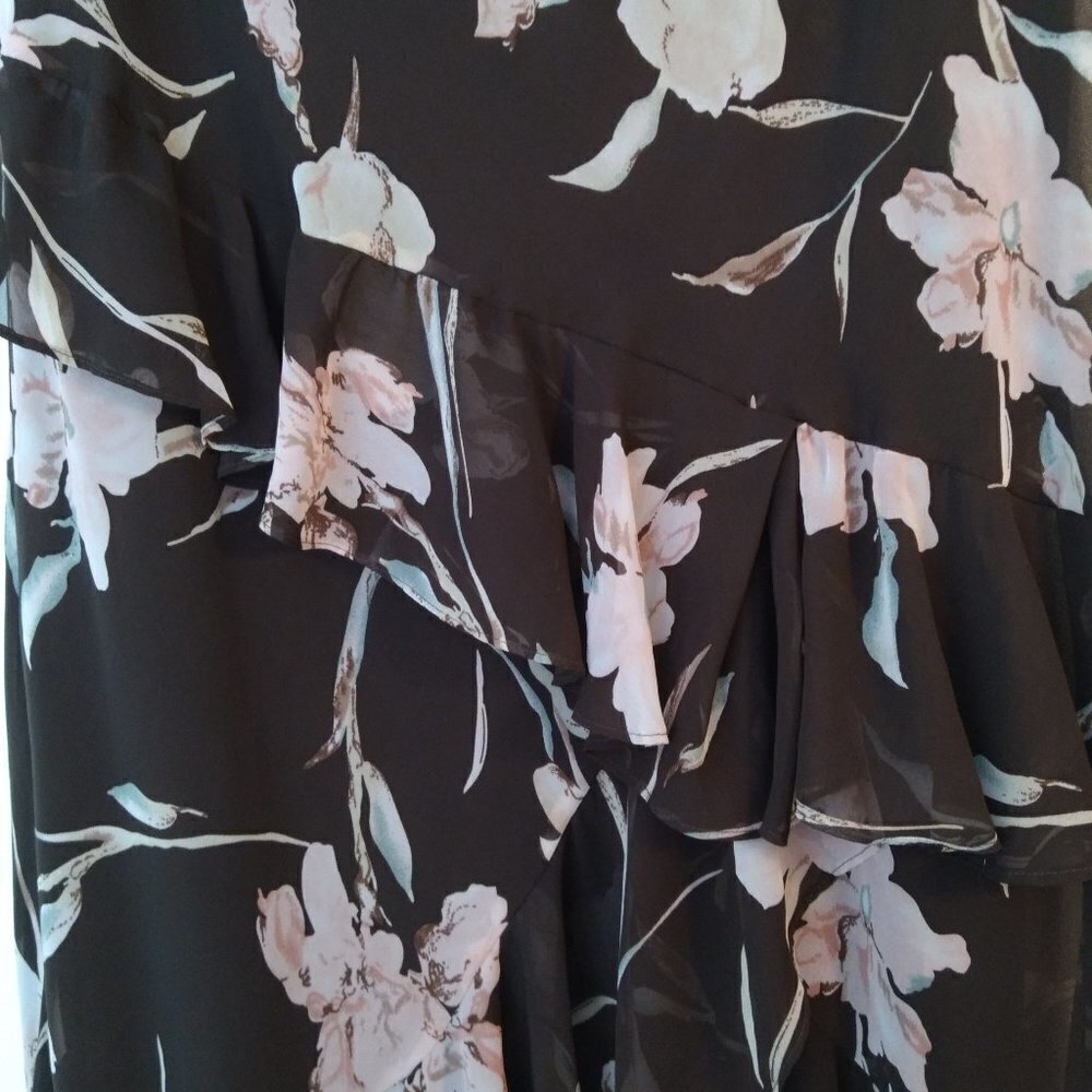 Chaps Brown Floral High Low Skirt - Picture 2 of 6